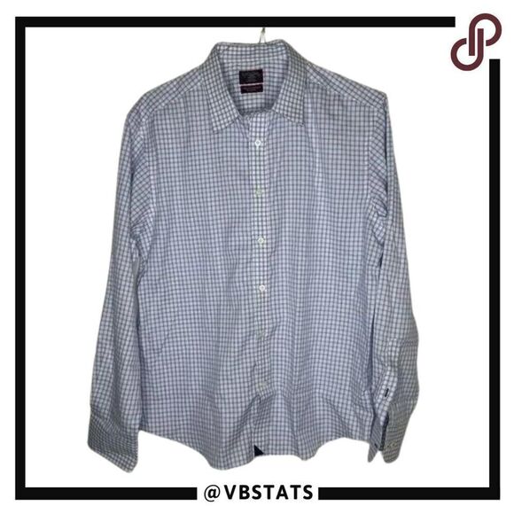 UNTUCKit Wrinkle Free Two Ply Cotton LS Shirt Size Large in Blue and White Plaid - Picture 1 of 6